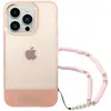 Guess Coque pour iPhone 14 Pro Max Design Translucide avec Bijou Perles Rose
