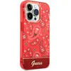 GUESS Coque pour iPhone 14 Pro Motif Bandana Elégant et Intemporel Rouge