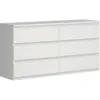Commode CHELSEA 6 Tiroirs Couleur mat L 154 P 42 2 H 79 9 cm Blanc