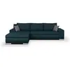M24 Canapé D'angle Convertible Réversible + Coffre De Rangement - Tissu Bleu - L 289 X P 94/188 X H 88 Cm - Indian