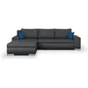 M24 Canapé D'angle Convertible Réversible 5 Places Indian - Tissu Gris Foncé - L 289 X P 94/188 X H 88 Cm