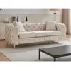 Vente-Unique Canapé 3 places chesterfield en velours beige EDWINA