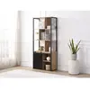 Vente-Unique Bibliothèque avec rangements et 1 porte coulissante en mdf et acier - Naturel et Noir - yalena