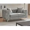 VENTE-UNIQUE Canapé 2 places chesterfield en velours gris clair EDWINA