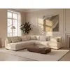 Canapé d'angle réversible en velours côtelé beige SPERONE