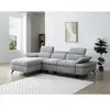 Vente-Unique Canapé d'angle gauche convertible en tissu texturé avec coffre de rangement gris MORAVA