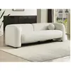 Vente-Unique Canapé 3 places en tissu bouclette blanc ivoire OVOTAS