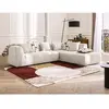 VENTE-UNIQUE Grand canapé d'angle droit en velours côtelé beige NAEMIA