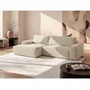Vente-Unique Canapé d'angle gauche convertible en velours côtelé blanc AMELIA
