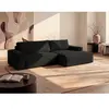 VENTE-UNIQUE Canapé d'angle droit convertible en velours côtelé noir AMELIA