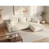 Vente-unique Canapé d'angle convertible et réversible en velours côtelé beige NESSARO