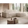 VENTE-UNIQUE Canapé d'angle droit convertible en velours côtelé grosses côtes beige AMELIA