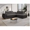 VENTE-UNIQUE Canapé d'angle droit convertible en velours côtelé gris foncé FABIEN