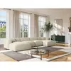 VENTE-UNIQUE Grand canapé d'angle panoramique en tissu beige POGNI de Maison Céphy