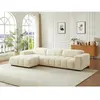 Canapé d'angle gauche en tissu texturé beige LOPONZA