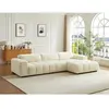 Vente-Unique Canapé d'angle droit en tissu texturé beige LOPONZA