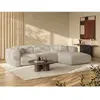 Vente-unique.com Canapé d'angle polyester 5 places beige