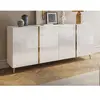 Buffet avec 4 portes - 200 cm - Blanc brillant et Doré - MARZIALO
