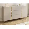 Buffet avec 2 portes et 3 tiroirs - Beige et Doré - MARZIALO