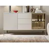 Vente-Unique Buffet 2 portes et 3 tiroirs avec LEDs en MDF et verre fu...