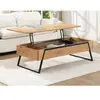 Table basse avec plateau relevable placage chêne - Naturel - EBENORA
