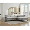 Canapé d'angle droit relax électrique en tissu chiné gris clair CADILO