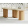 Table basse en MDF - Effet travertin beige et naturel clair - ALOZYA