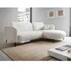 Canapé d'angle droit convertible en tissu bouclette blanc ivoire aremi...