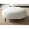 Vente-Unique Pouf en tissu bouclette blanc ivoire AREMIA