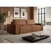 Vente-unique Canapé 4 places convertible en tissu effet cuir marron AMELIA