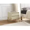 Table de chevet 2 tiroirs - MDF et métal - Beige et doré - KORASA de