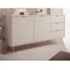 Buffet 2 portes et 3 tiroirs en MDF - Beige et doré - ELONARIA II