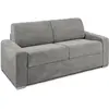 Vente-Unique Canapé 3 places convertible express en velours côtelé gris clair - Couchage 140 cm - Matelas 14 cm - CALITO