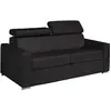 Vente-Unique Canapé 3 places convertible express en cuir de buffle noir - Couchage 140 cm - Matelas 22 cm - VIZIR