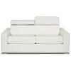 Vente-Unique Canapé 3 places convertible express en cuir de buffle blanc - Couchage 140 cm - Matelas 22 cm - VIZIR