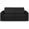 Vente-Unique Canapé 3 places convertible express cuir de buffle noir - Couchage 140 cm - Matelas 22 cm - CALITO