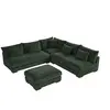 Canapé d'angle réversible et pouf en velours côtelé vert SPERONE