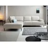 Vente-Unique Grand canapé d'angle gauche en velours côtelé beige GINETO