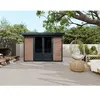 VENTE-UNIQUE Abri de jardin en bois composite 28 mm aspect naturel foncé 10,43 m² - HAZELTON