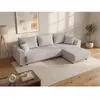 Vente-Unique Canapé d'angle convertible et réversible en velours côtelé gris clair NESSARO