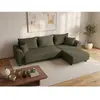 Vente-Unique Canapé d'angle convertible et réversible en velours côtelé vert kaki NESSARO