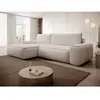 Vente-Unique Canapé d'angle gauche convertible en velours côtelé beige ZOMELA