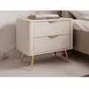 Table de chevet - 2 tiroirs - Beige et doré - ELONARIA