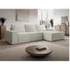 Vente-Unique Grand canapé d'angle droit convertible en velours côtelé beige AMELIA