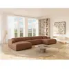 Vente-Unique Grand Canapé d'angle panoramique en tissu texturé terracotta POGNI de Maison Céphy