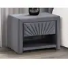 Vente-Unique Lot de 2 tables de chevet - 1 tiroir et 1 niche - Velours - Gris anthracite - ULAMI