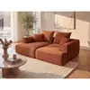 Vente-Unique Canapé 3 places confort assise profonde en velours côtelé terracotta PINETA