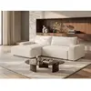 Vente-Unique Canapé d'angle gauche convertible en tissu texturé beige DAVISO