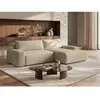 Vente-Unique Canapé d'angle droit convertible en tissu texturé taupe DAVISO