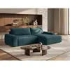 Vente-Unique Canapé d'angle droit convertible en tissu texturé bleu DAVISO